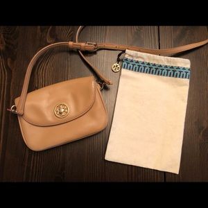 Tory Burch tan leather crossbody purse
